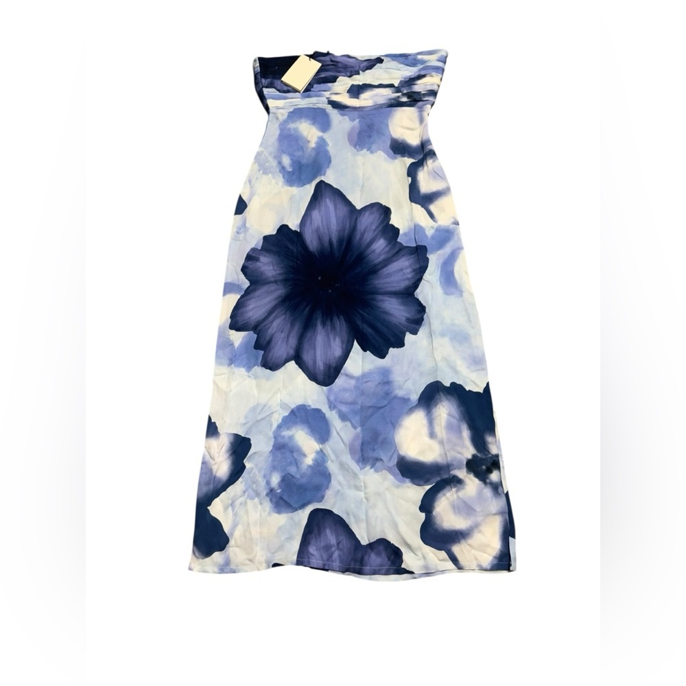 NWT women’s SUMMER AWAY blue floral bloom Como strapless maxi dress size X large - Picture 5 of 11